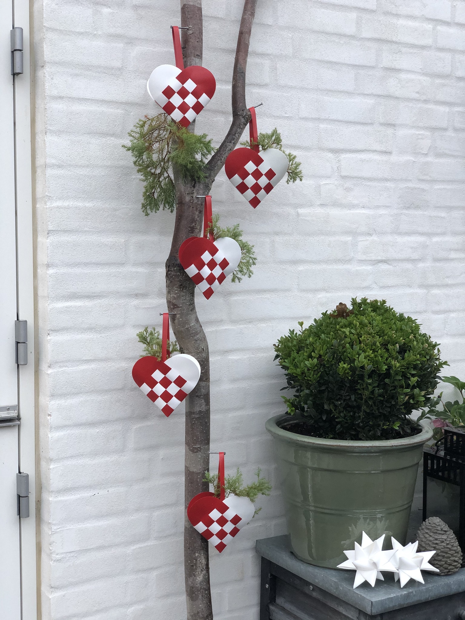 Presenning julehjerte - rød/hvid - Billede 2