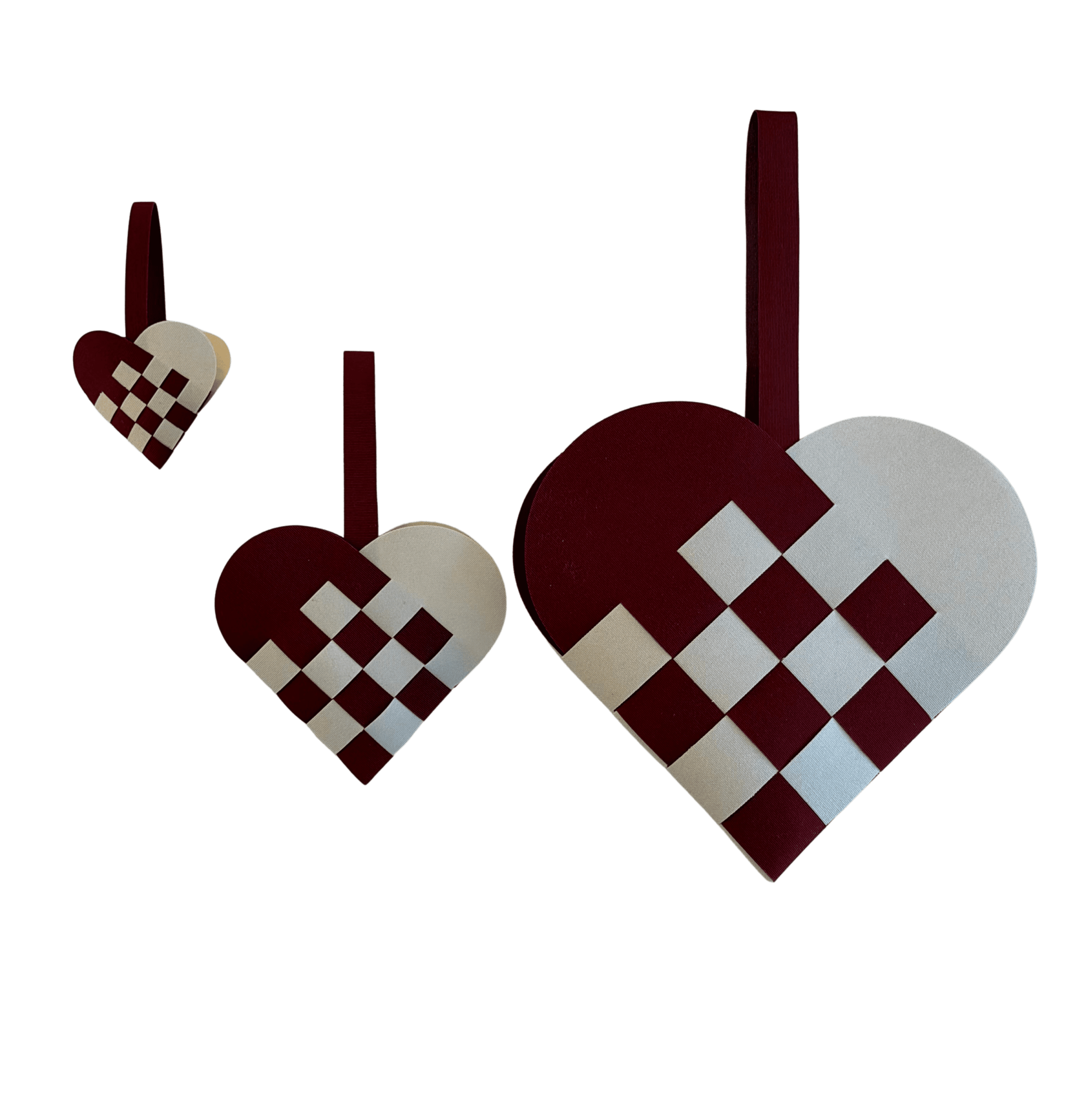 Sejldug - julehjerte - oyster/bordeaux - Image 2